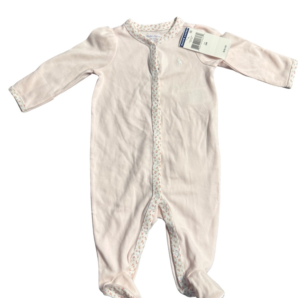 Ralph Lauren Pink Footie One Piece with Enclosed Feet
